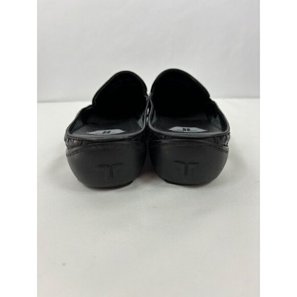 Trotters Woven Mules Loafers Black Leather 7.5 M Slip On Comfort Basket Weave - Picture 3 of 9